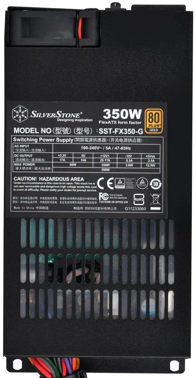 Alt view image 2 of 5 - SilverStone Technology 350 Watt Flex ATX Power Supply with Fixed Cables and 80 Plus Gold with 6Pin PCIe Connector SST-FX350-G-USA, Black(Lead-Free Paint)