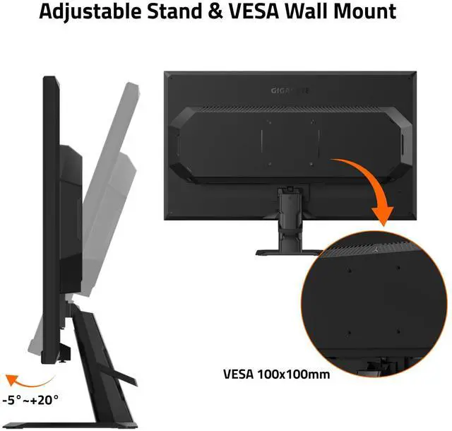 Alt view image 5 of 5 - GIGABYTE GS27Q 27" 165Hz 1440P Gaming Monitor, 2560 x 1440 SS IPS Display, 1ms (MPRT) Response Time, HDR Ready, FreeSync Premium, 1x Display Port 1.4, 2X HDMI 2.0 (GS27Q US)