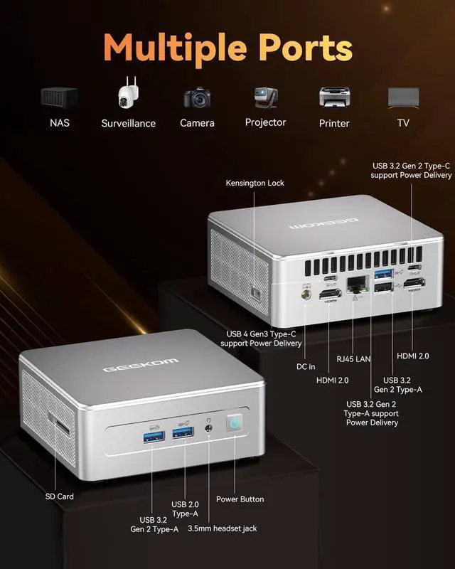 Alt view image 5 of 5 - GEEKOM AE7 Mini PC AMD Ryzen 9 7940HS Mini Computers (up to 5.2GHz) 32GB DDR5 5600Mhz RAM 1TB PCIe4.0 SSD Mini Desktop Computer Windows 11 Pro AMD Radeon 780M/8K/WiFi6E/BT5.2/USB4.0