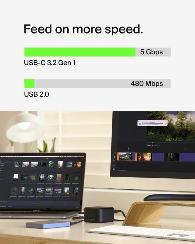 Alt view image 4 of 5 - Belkin Connect USB-C 6-in-1 Core GaN Dock 130W, Multiport Docking Station w/ 96W PD to Peripherals, USB-C, USB-A, Gigabit Ethernet, & HDMI 4K Ports for Gaming, MacBook Pro, PC Laptops, & Chromebook