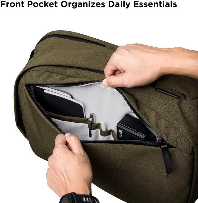 Alt view image 4 of 5 - ALPAKA Metro Backpack Pro Army Green Axoflux 600D - 16" Padded Laptop Compartment with Zipper Entry - Integrated Luggage Strap for Smooth Transit - Quick Access Front Pocket - Three Compartments