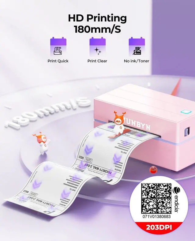Alt view image 2 of 5 - MUNBYN 130B Bluetooth Thermal Label Printer+Thermal Direct Shipping Label (Pack of 500 4x6 Fan-Fold Labels)
