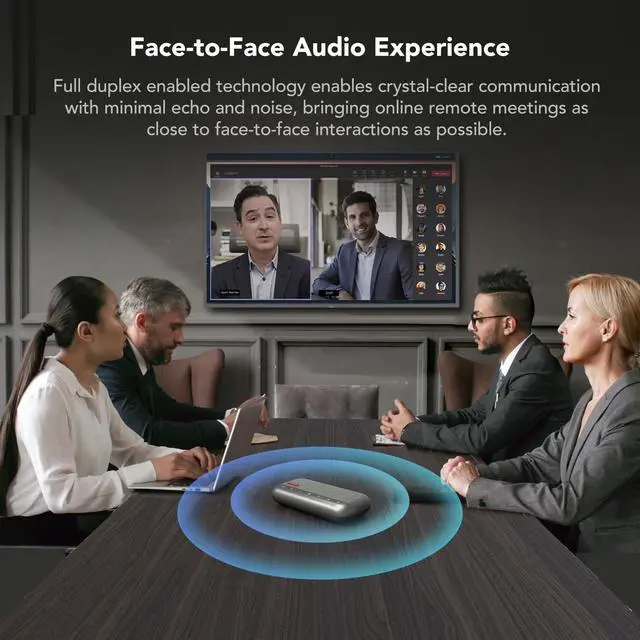 Alt view image 3 of 5 - NUROUM A45 Conference Speaker and Microphone, 6 AI Noise Cancelling Mics, 360deg 16ft Voice Pickup, Daisy Chain, Bluetooth/USB Speakerphone for Computer, Compatible with Zoom/Teams/Google Meet