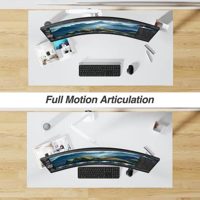 Alt view image 5 of 5 - AVLT Single 17"-45" Monitor Arm Desk Mount Premium Mechanical Spring fits One Flat/Curved/Ultrawide Monitor Full Motion Height Swivel Tilt Rotation Adjustable, White