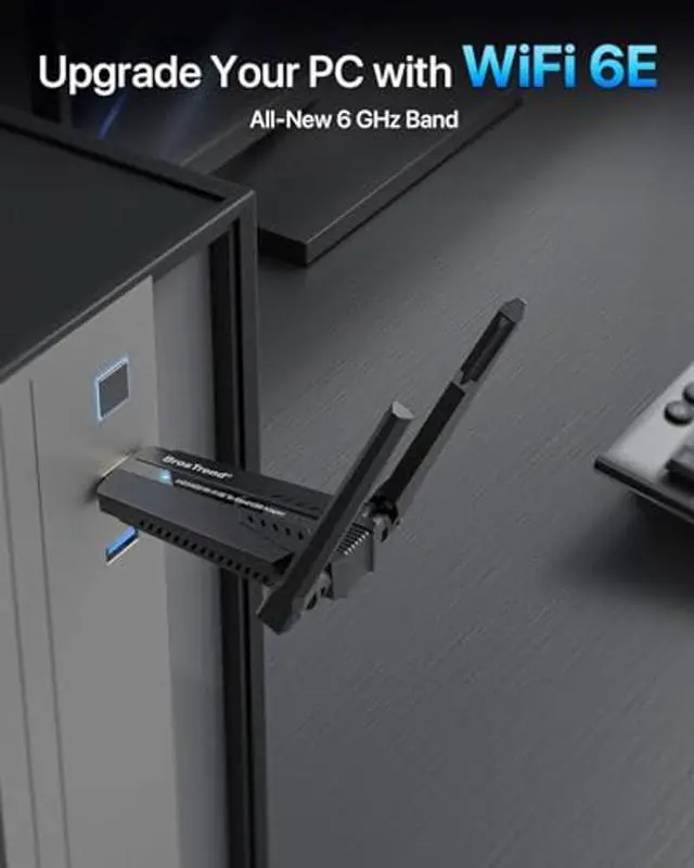 Alt view image 2 of 5 - BrosTrend AXE5400 WiFi 6E USB Adapter, Tri-Band Long Range USB WiFi Adapter for Desktop PC Laptop 6GHz for Windows 11/10 + AC1200 Linux Compatible WiFi USB Dual Band for Ubuntu Mint Debian Mate etc.