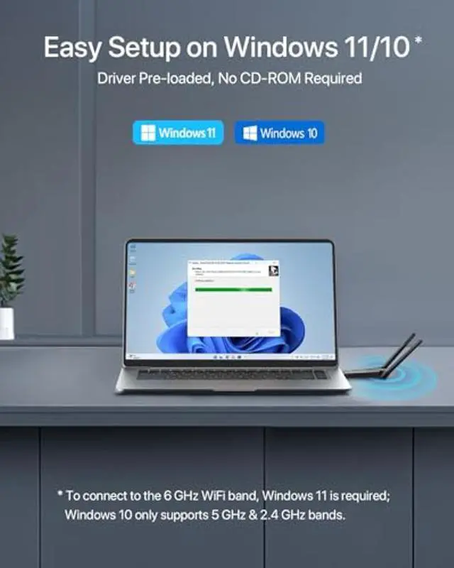 Alt view image 5 of 5 - BrosTrend AXE5400 WiFi 6E USB Adapter, Tri-Band Long Range USB WiFi Adapter for Desktop PC Laptop 6GHz for Windows 11/10 + AC1200 Linux Compatible WiFi USB Dual Band for Ubuntu Mint Debian Mate etc.