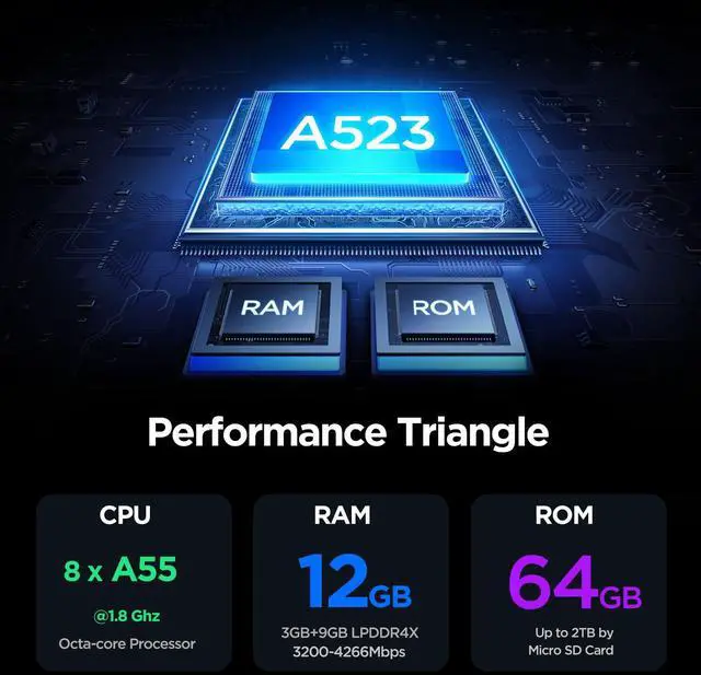 Alt view image 2 of 5 - Android Tablet, 10.1 inch Android 14 Tablet, Octa-core CPU, 2 Years Protection, RAM 12GB, ROM 64GB (Up to 2 TB), 800x1280 Resolution, WiFi 6 & Bluetooth 5.4, Dual Speakers, 5MP+8MP, 6000mAh, Black