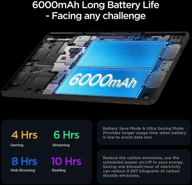 Alt view image 5 of 5 - Android Tablet, 10.1 inch Android 14 Tablet, Octa-core CPU, 2 Years Protection, RAM 12GB, ROM 64GB (Up to 2 TB), 800x1280 Resolution, WiFi 6 & Bluetooth 5.4, Dual Speakers, 5MP+8MP, 6000mAh, Black