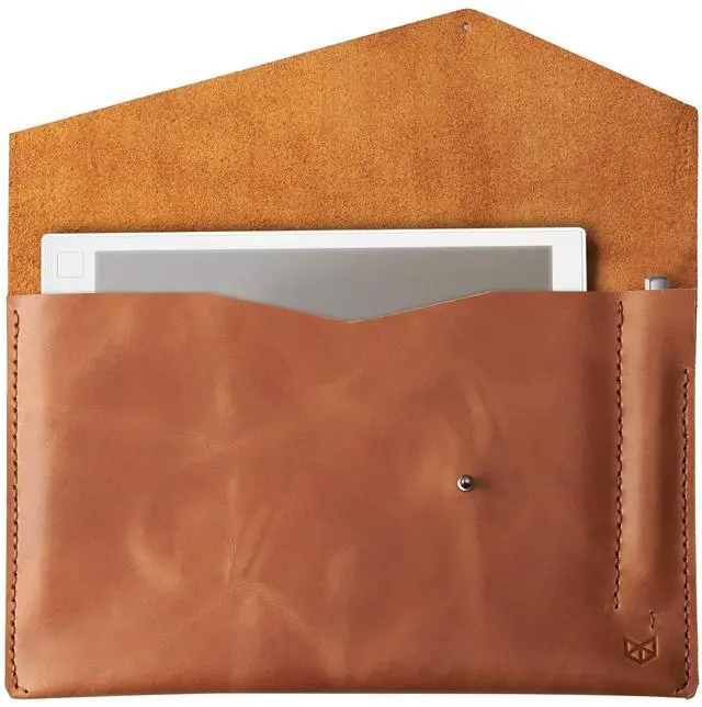 Alt view image 4 of 5 - Capra Leather reMarkable 2 Tablet Case for Men, Light Brown E-reader Folio, Handmade E-ink Digital Paper Sleeve, Protective Marker Holder. Mens Gifts