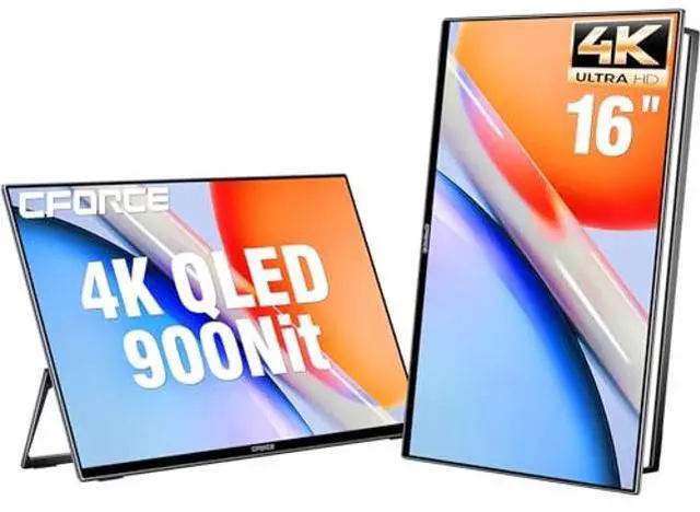 Main image of c-force 16" Portable Monitor, 4K UHD QLED 100% DCI-P3 900nit Gaming Display Laptop Screen with Built-in Kickstand HDMI USB C External Screen for PC Mac Phone Xbox PS5-116Q