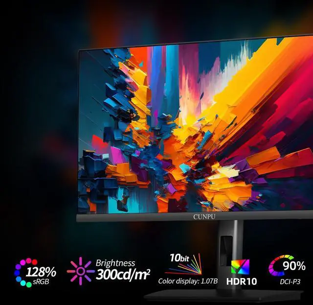 Alt view image 4 of 5 - CUNPU 27 Inch 1440P QHD 240Hz Gaming Monitor, Fast IPS, 1ms 2K Gamer Monitor with HDR, 128% sRGB, FreeSync & G-Sync, Height/Pivot/Tilt/Swivel Vertical Monitor, Built-in Dual Speaker, HDMI/DP