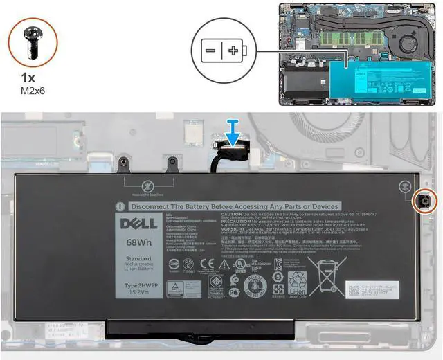Alt view image 4 of 4 - DELL 3HWPP 7.6V 68Wh 4-Cell Notebook Battery For DELL Latitude 5401,5410,5411,5501,5510,5511,Precision 3541,Precision 3551,inspiron 7500 2-in-1 Black,Inspiron 7506 2-in-1 Black,Inspiron 7706 2-in-1
