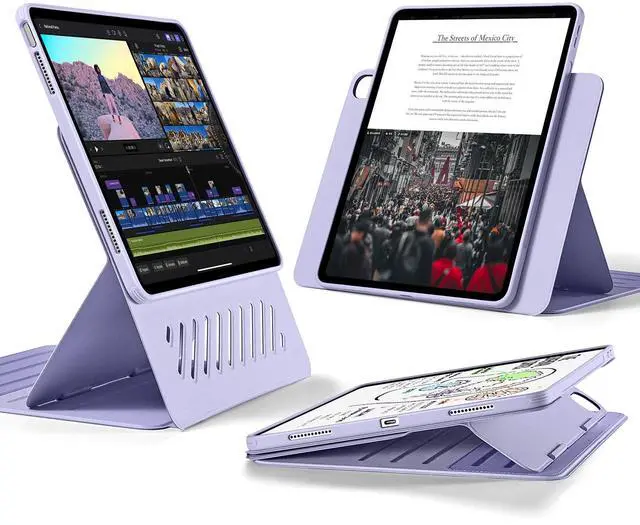 Main image of ESR for iPad Air 13 Inch Case (2025/2024) M3/M2, Removable Magnetic Cover, Adjustable Portrait/Landscape Stand with Raised Screen View, 9 Standing Angles, Shift Series, Light Purple