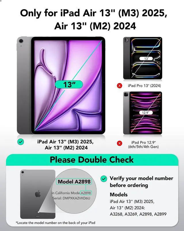 Alt view image 2 of 5 - ESR for iPad Air 13 Inch Case (2025/2024) M3/M2, Removable Magnetic Cover, Adjustable Portrait/Landscape Stand with Raised Screen View, 9 Standing Angles, Shift Series, Light Purple