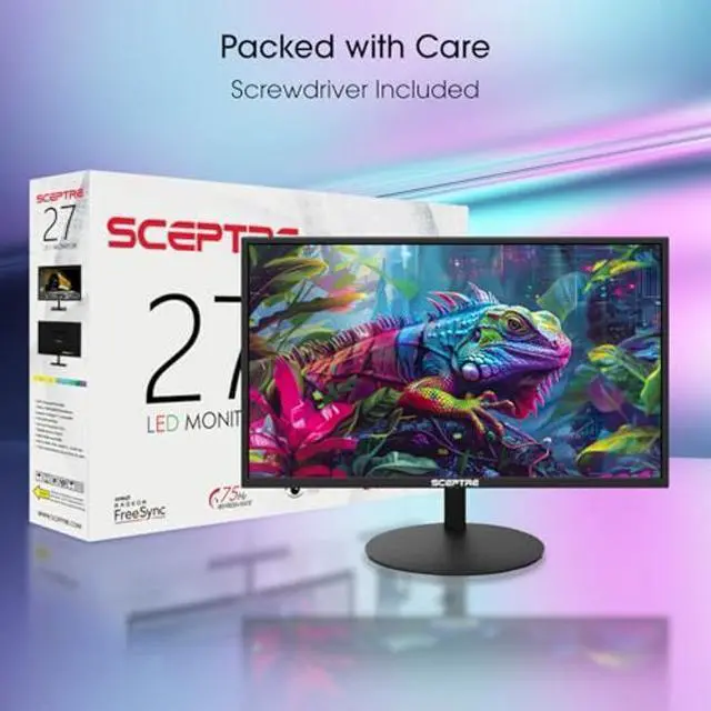 Alt view image 3 of 5 - Sceptre E275W-19203R 27 inch1080P LED Monitor 99% sRGB 2X HDMI VGA Build-In Speakers, Machine Black (E275W-19203R series)