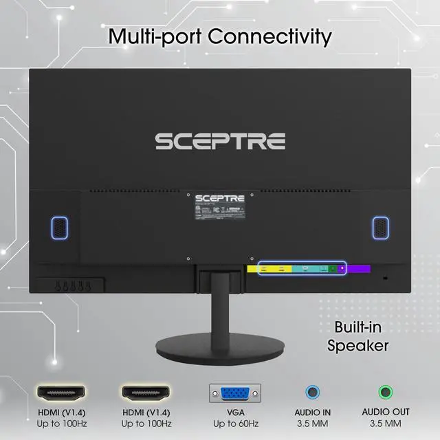 Alt view image 5 of 5 - Sceptre E275W-19203R 27 inch1080P LED Monitor 99% sRGB 2X HDMI VGA Build-In Speakers, Machine Black (E275W-19203R series)