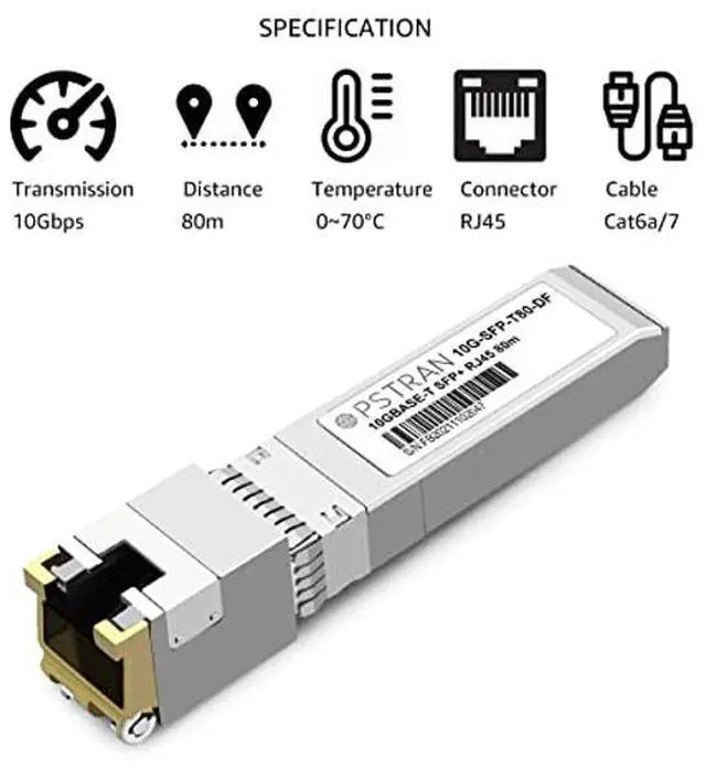 Alt view image 3 of 5 - OPSTRAN 10GBASE-T SFP+ RJ45 Copper Transceiver Module Compatible with Dell SFP-10G-T80 Dell Force10 GP-10GSFP-T80 10G SFP+ 80m Cat6a/7