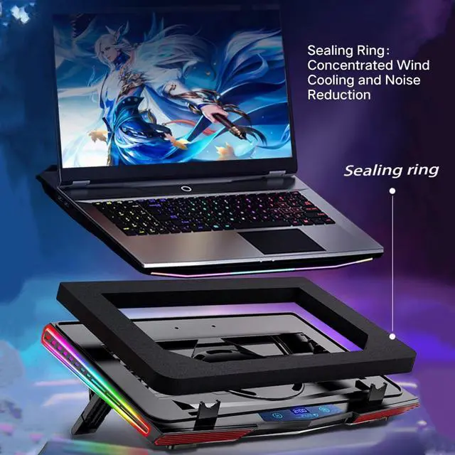 Alt view image 4 of 5 - Cooling Pad for Asus ROG M16 M15 Zephyrus Strix G16 G14 G15 G17 TUF Series Gaming Laptop,It is a Heat Dissipation Monster with Powerful Turbo Fan Can Fast Cooling,RGB Light Mode