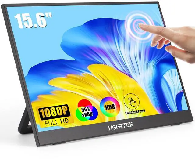 Main image of HGFRTEE Portable Monitor Touchscreen 15.6" FHD USB-C HDMI Dual Speakers External Portable Screen Travel Monitor for Laptop/PC/Mac/Phone/Xbox Switch