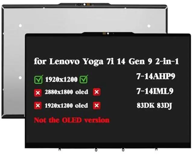 Main image of HPDELGB Replacement for Lenovo Yoga 7i 14" Gen 9 2-in-1 7-14AHP9 7-14IML9 2024 83DK 83DJ 83DK000AUS 83DK000BUS 83DJ0001US 83DK000FUS 1920x1200 WUXGA LCD Touch Screen Display Assembly Non-OLED Screen