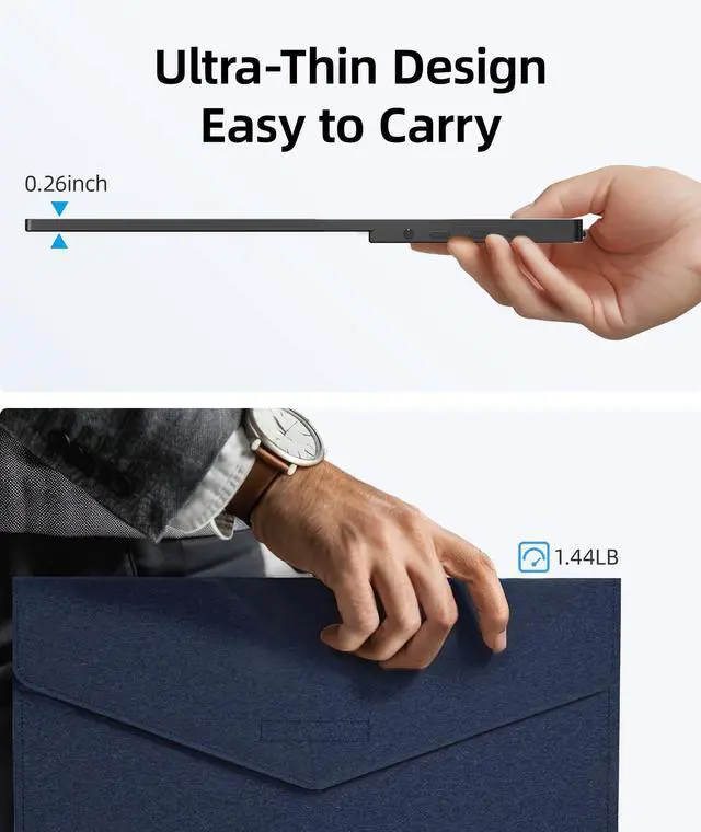 Alt view image 2 of 5 - Ingnok 15.6" Portable Monitor with Cover Stand,100% sRGB FHD 1080P Ultra Slim External Screen with USB C/HDMI for Laptop, Mac, PC, Phone, PS4, PS5, Switch