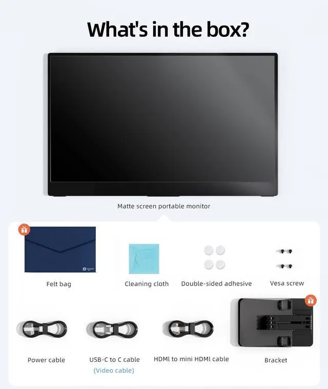 Alt view image 5 of 5 - Ingnok 15.6" Portable Monitor with Cover Stand,100% sRGB FHD 1080P Ultra Slim External Screen with USB C/HDMI for Laptop, Mac, PC, Phone, PS4, PS5, Switch