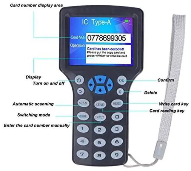 Alt view image 2 of 5 - Smart RFID NFC Card Copier,10 Frequency Handheld NFC RFID Card Copier Readers Writer Duplicator,1 Card Reader+10 Keychain+10 Card+10 UID Keychain+1 USB Data Cable