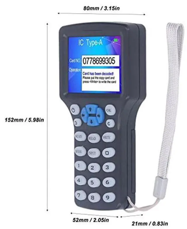 Alt view image 3 of 5 - Smart RFID NFC Card Copier,10 Frequency Handheld NFC RFID Card Copier Readers Writer Duplicator,1 Card Reader+10 Keychain+10 Card+10 UID Keychain+1 USB Data Cable