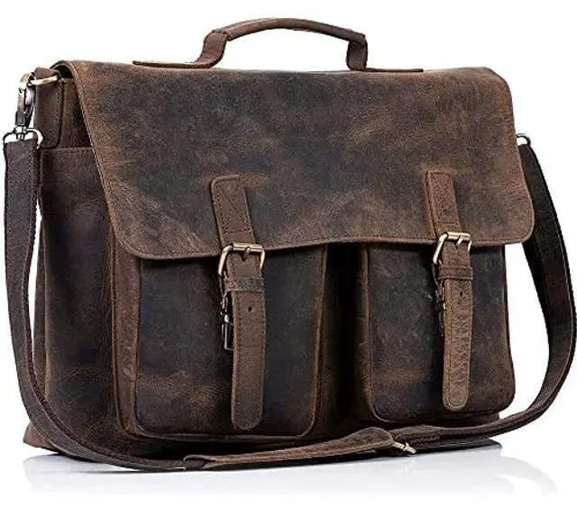 Main image of KomalC 16 Inch Leather briefcase Laptop Messenger Bags for Men and Women Best Office Satchel Bag