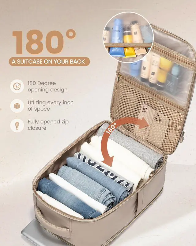 Alt view image 3 of 5 - LOVEVOOK Travel Backpack Carry on Flight Approved 50L,Waterproof TSA Travel Essentials Personal Item Backpack for Women Men,Large Carry on Luggage Suitcase Travel Bag for Airplane with 3 Packing Cubes