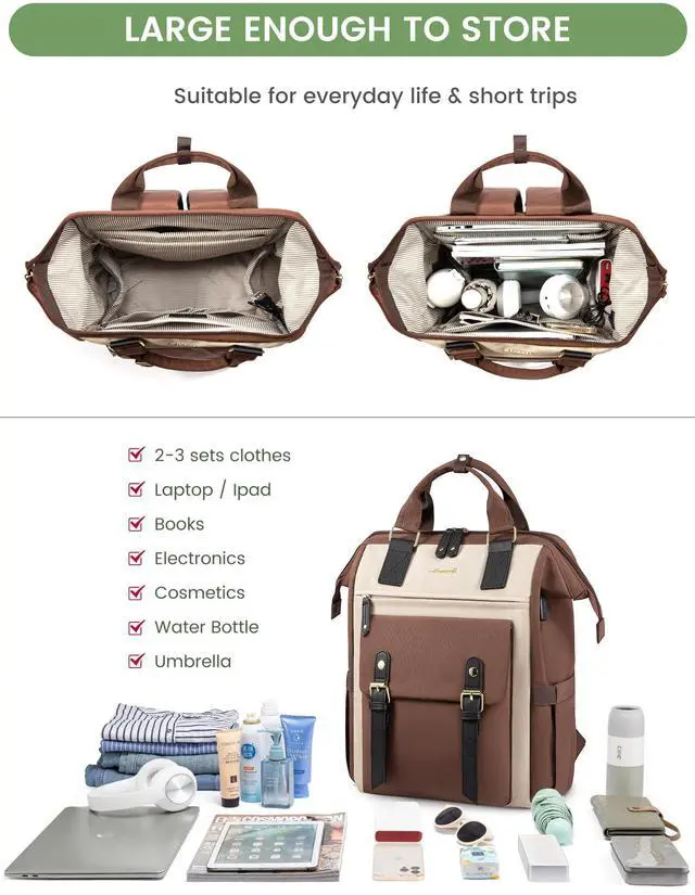 Alt view image 4 of 5 - LOVEVOOK Backpack for Women, Teacher Bag Work Travel Backpack, Stylish College Laptop Backpack Purse, Business Computer Laptop Bag Nurse Bags, Casual Daypack, 17 Inch