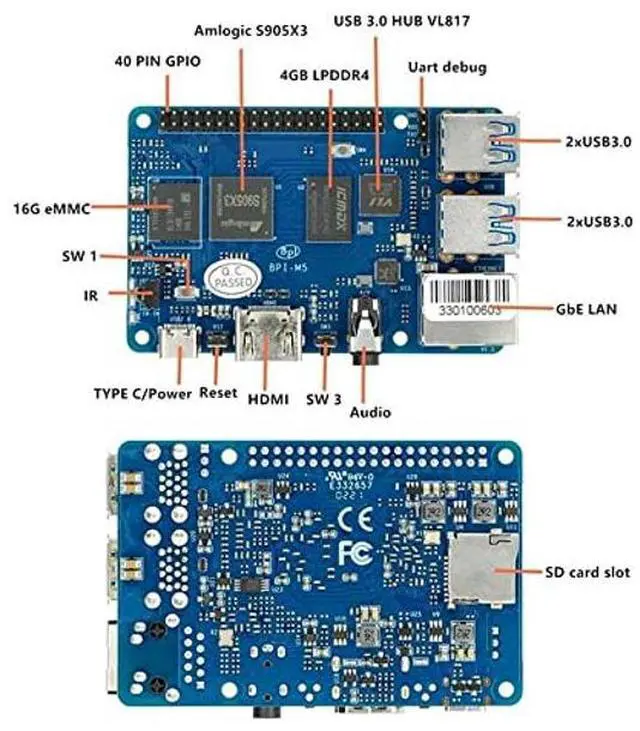 Alt view image 4 of 5 - Banana PI BPI M5 New Generation Single Board Computer Amlogic S905X3 Design
