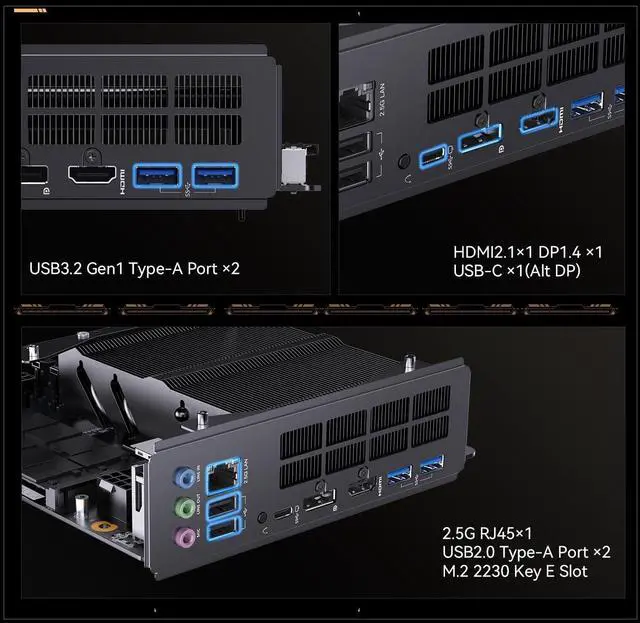 Alt view image 4 of 5 - MINISFORUM BD795i SE Mini ITX Motherboard, AMD Ryzen 9 7945HX, 16 C/32 T,Up to 5.4 GHz,PCIe 5.0 x16 Slot, Dual PCIe4.0 M.2 Support, DDR5,8K Triple Output with HDMI/DP/USB-C, RJ45 2.5G, USB 3.2 Gen 2