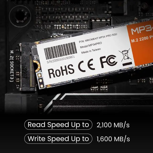 Alt view image 3 of 5 - MMOMENT MP34 PRO 1TB PCIe Gen3 NVMe M.2 2280 Internal Solid State Drive, Gen3.0X4, Read Speed up to 3500MB/s, for Laptop, Desktop and Gaming