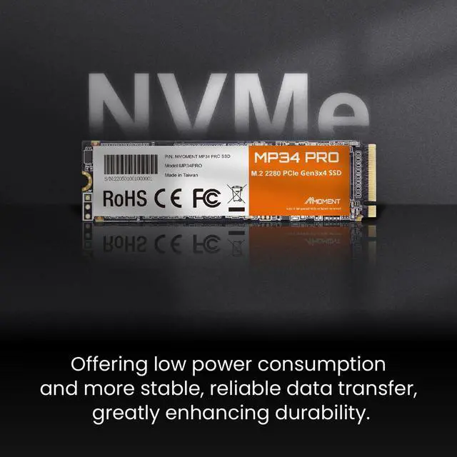 Alt view image 2 of 5 - MMOMENT MP34 PRO 1TB PCIe Gen3 NVMe M.2 2280 Internal Solid State Drive, Gen3.0X4, Read Speed up to 3500MB/s, for Laptop, Desktop and Gaming