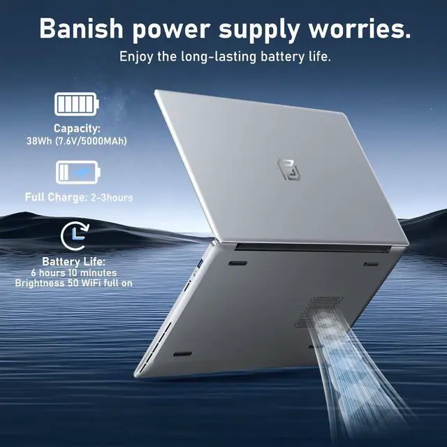 Alt view image 5 of 5 - 15.6 inch Laptop, Laptop Computer with N4000 Processor with 8GB RAM 256GB SSD, FHD Display 1920*1080P, WIFI5 BT4.2 HDMI Windows 11 Laptop, Thin and Light Laptop, Office Laptop, Study Laptop