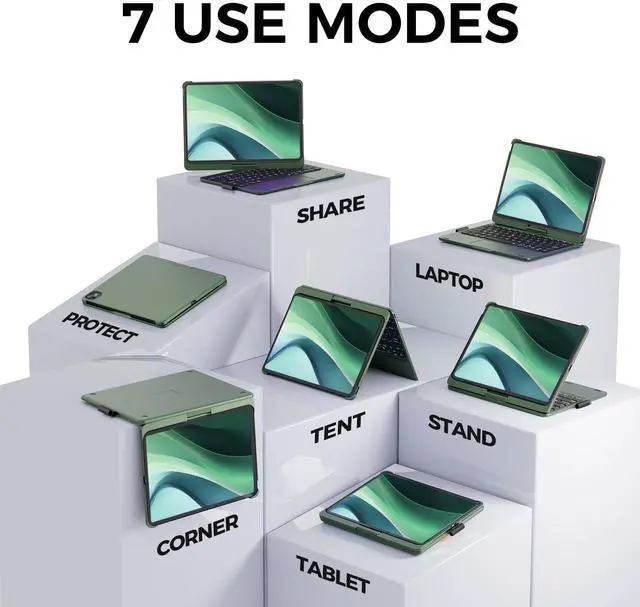 Alt view image 3 of 5 - NOKBABO for iPad 10th/11th (A16) Generation Case with Keyboard,iPad Air 11 Keyboard(M3/M2), Keyboard for iPad Pro 11 (4th/3rd/2nd/1st) & iPad Air 5/4th, Trackpad,360degSwivel, Backlit - Midnight Green