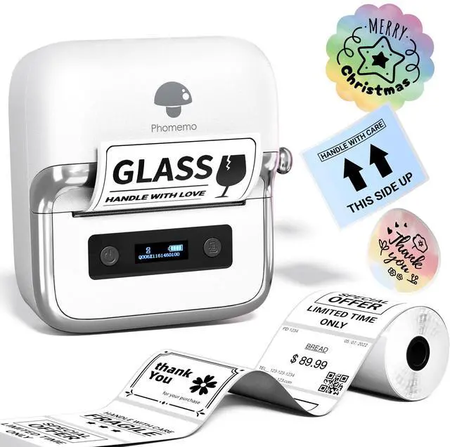 Alt view image 2 of 5 - Phomemo M250 Label Maker Machine with Tape, 3 Inch Thermal Label Maker, 2024 Upgrade Portable Barcode Label Printer for Business & Home, Thermal Labels 1.57"x1.18", Print Blue Color on Clear Label