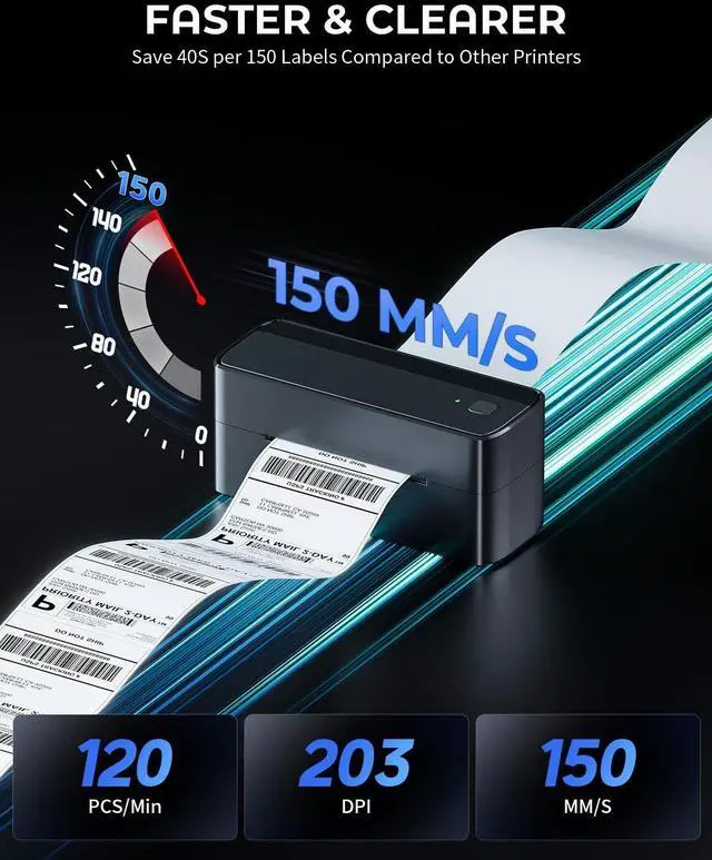 Alt view image 3 of 5 - Phomemo Wireless Black Thermal Printer with 4x3 Inch Thermal Labels Roll 500Pcs/Roll