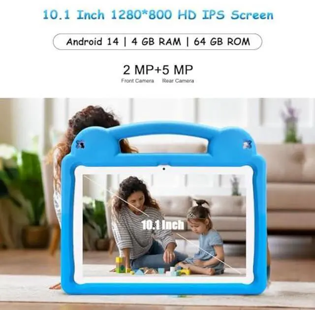 Alt view image 3 of 5 - Ruufuuxy 10 Inch Tablet for Kids with Parental Control, 8(4+4) GB RAM 64GB ROM, Octa Core, WiFi 6, 5000mAh Battery, GMS - Kids Tablet with Blue EVA Case