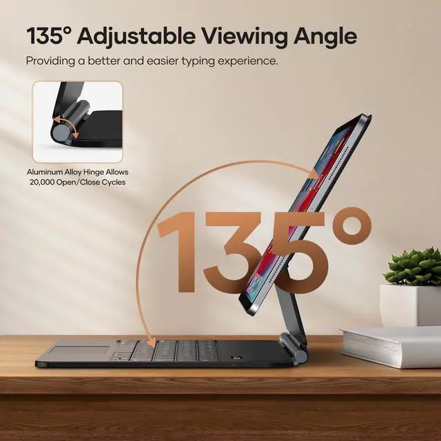 Alt view image 5 of 5 - Case with Keyboard for iPad Air 11 (M3/M2, 2025/2024), iPad Pro 11 (4th/3rd/2nd/1st Gen) & iPad Air 5/4, Magic-Style Magnetic Keyboard Case with Stylus Pen, Pencil Holder, Trackpad, Backlight, Black