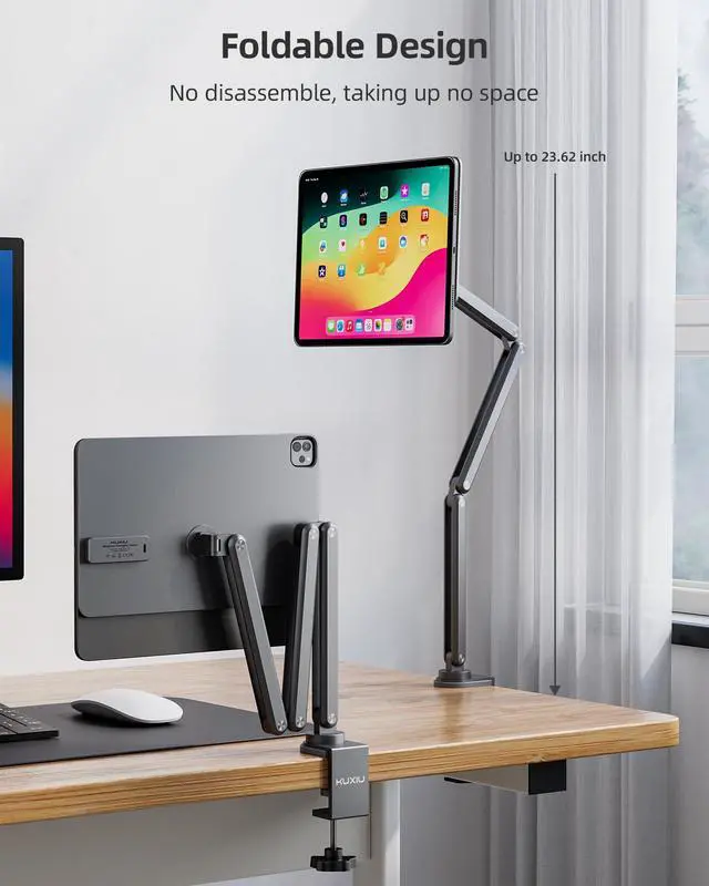 Alt view image 5 of 5 - KU XIU [Upgrade] Magnetic Wireless Charging Stand for iPad Pro/Air 11 M2, Aluminum Alloy Adjustable Arm Mount for Desk, Foldable Tablet Holder for iPad Pro 11 1st/2nd/3rd/4th, Air 10.9 4/5th