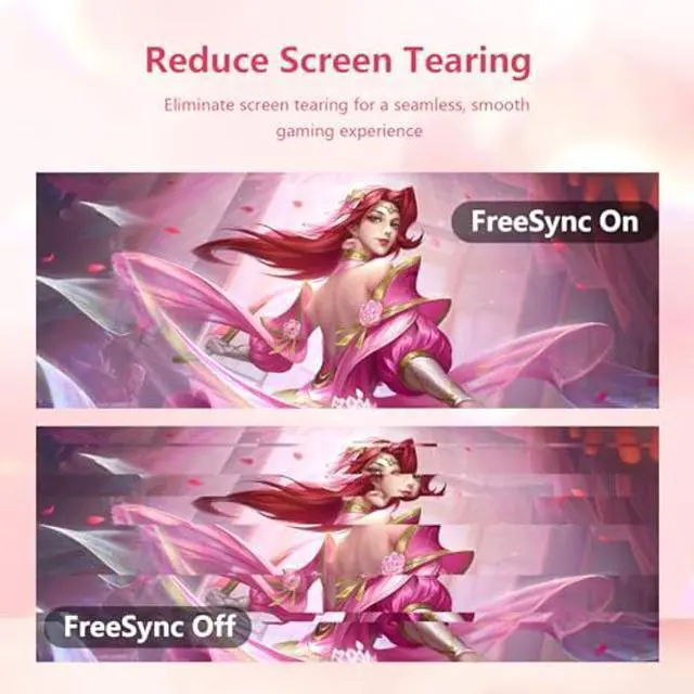 Alt view image 4 of 5 - Sealan 27 inch Curved Pink Gaming Monitor 180Hz,QHD(2560 x1440),1ms,1800R,VA Screen,FreeSync,Low Blue Light, Flicker Free,Eye-Care, DP, HDMI Port for Gaming Home Office,Supports Wall Mount (75 * 75mm)