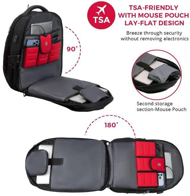 Alt view image 3 of 5 - Swissdigital Neptune TSA-Friendly USB Charging, Sunglasses Holder, RFID Protection Laptop Backpack