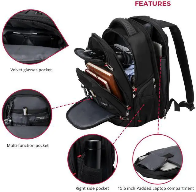 Alt view image 5 of 5 - Swissdigital Neptune TSA-Friendly USB Charging, Sunglasses Holder, RFID Protection Laptop Backpack