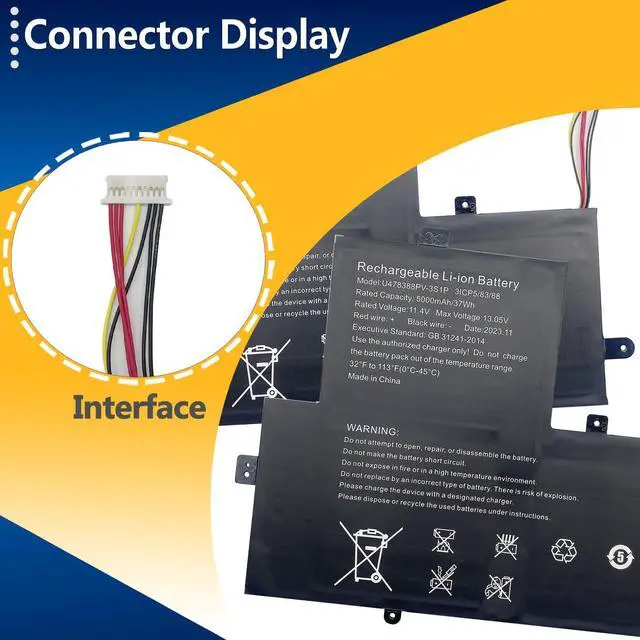 Alt view image 3 of 5 - TAVZENL U478388PV-3S1P 37Wh Battery Replacement for Gateway GWTN156-12RD GWTN156-12GR GWTN156-12Bl GWTN156-12BK GWTN156-12BL 11.4V 5000mAh