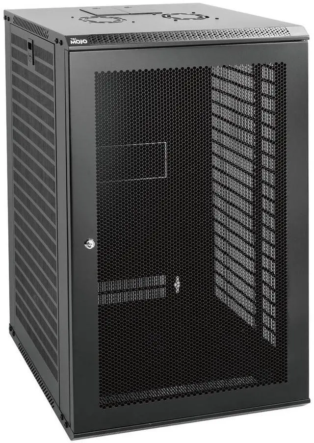 Main image of Tecmojo 18U Wall Mount Rack Network Cabinet for 19" IT Equipment,with Lockable Mesh Door and Side Panels,Cooling Fan,Black,17.7inch Depth for AV/Computer/Electronics Equipment Data Rack