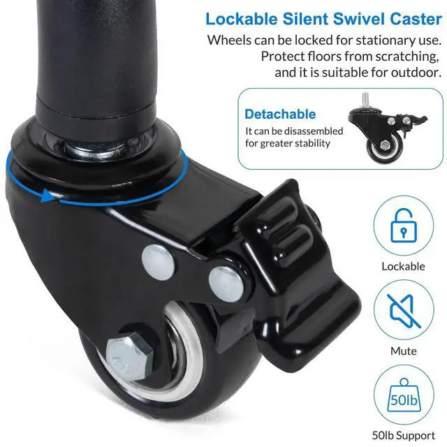 Alt view image 4 of 5 - Tossbiss Laptop Tripod on Wheels with 2 Shelves, Portable Projector Floor Stand Adjustable Height 25.9 to 51.8 Inch with Phone Holder