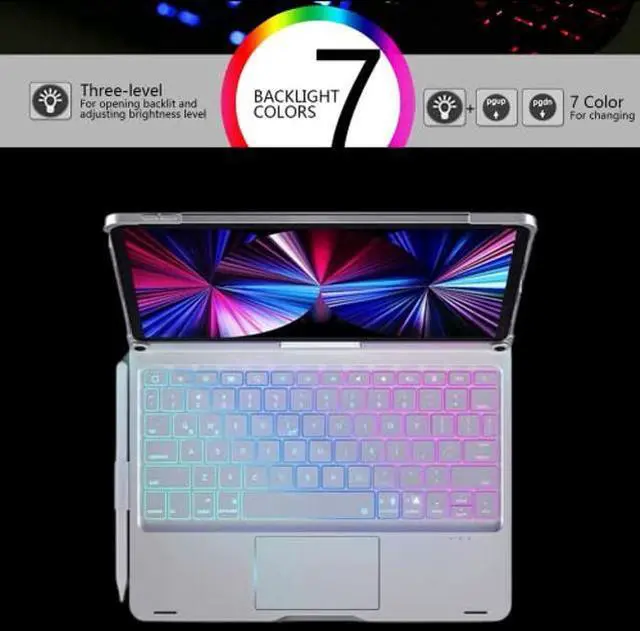 Alt view image 4 of 5 - Keyboard case for iPad Mini 7 A17 Pro/Mini 6 Rotating,Touchpad Keyboard Case for iPad Mini 7th/6th Generation 8.3-inch with Trackpad Backlight Rotatable, Rose Gold