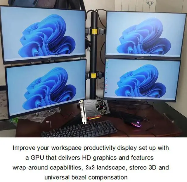 Alt view image 2 of 5 - Xynsviu Radeon RX550 2G Graphics Card, with 4 HDMI Monitor Graphics Card,Computer PC GPU GDDR5 128 Bit DirectX 12 PCI Express X16 3.0, 4 Port Video Cards (AMD RX550 2G 4HDMI)
